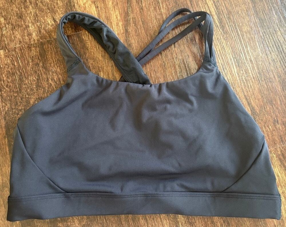 Athleta Black Conscious Crop Bra High Neck Strappy Back Size Small